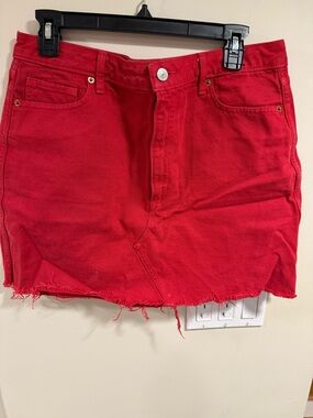 Abercrombie & Fitch Jean/Denim Red Skirt Zoe Natural Rise Vtg A-Line Sz 31/12